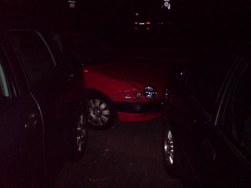 Links mein Altea, rechts der BMW und dazwischen der Toyota nach dem Unfall. 