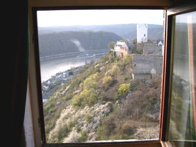 Blick aus dem Fenster der Burgruine. 