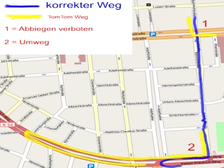 Falsche Route im TomTom. Falsche Route im TomTom.