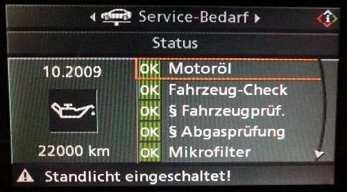 Das i-Drive zeigt: Der nächste Werkstattbesuch steht erst in gut 20.000 km an. Das i-Drive zeigt: Der nächste Werkstattbesuch steht erst in gut 20.000 km an.
