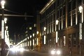 Straßenbeleuchtung an der Rue de la Loi in Brüssel. 