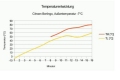 Grafik der Temperatur von Motor und Heizung. 