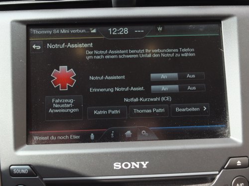 Anzeige und Einstellung des Notrufassistenten. 
