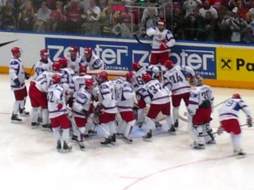 Russische Mannschaft vor dem Spiel. 