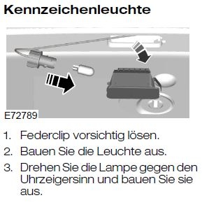 So wird laut  Bedienungsanleitung die Lampe der Kennzeichenleuchte ausgewechselt. 