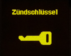 Hinweis: Zündschlüssel abziehen. Warnhinweis.