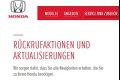 Rückrufaktion von Honda. 