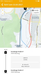 Telematik-App der KFZ-Versicherung. 