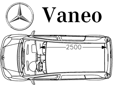 Mercedes Vaneo, Abmessungen Innenraum. Mercedes Vaneo, Abmessungen Innenraum.