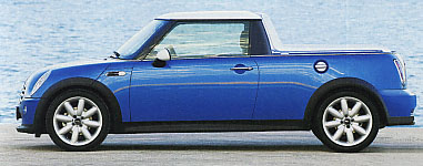 Mini Pickup: Klasse Idee, aber dürfte ein Designertraum bleiben. Mini Pickup: Klasse Idee, aber dürfte ein Designertraum bleiben.
