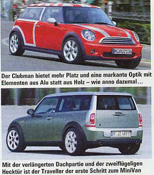 Mini Clubman und MiniVan. Mini Clubman und MiniVan.