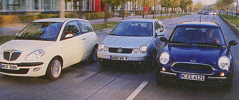 Lancia, VW und Mini im Vergleich. 