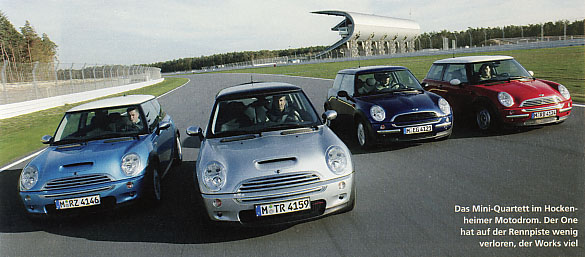 Cooper S, S Works, One und Cooper (von links nach rechts). Cooper S, S Works, One und Cooper (von links nach rechts).