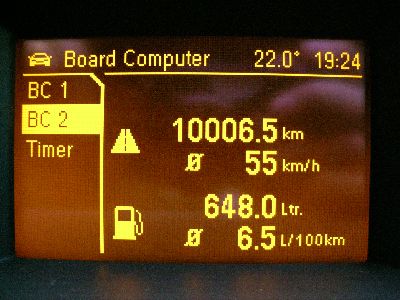 Verbrauchswerte des Bordcomputer nach 10.000 km. Verbrauch nach 10.000 km laut Bordcomputer.