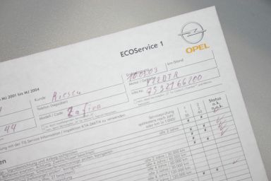 Ausschnitt aus dem Serviceplan für den Opel Zafira. 