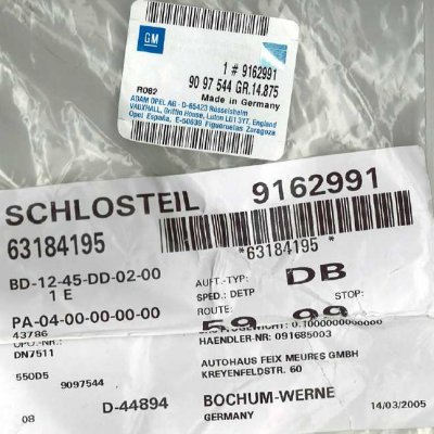 Beschriftung des Ersatzteilbeutels. Beschriftung des Ersatzteilbeutels.