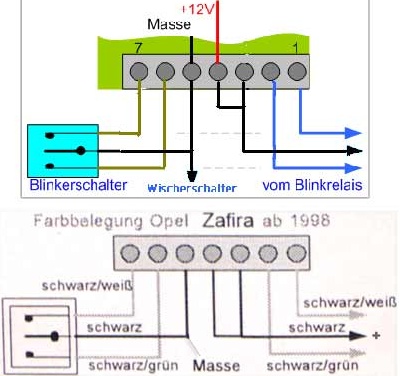 Verdrahtungsplan des Komfortblinkermoduls. 