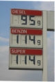 Das Bild zeigt die Kraftstoffpreise bei uns an der freien Tankstelle. 