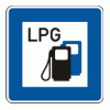 Das neue offizielle Schild für Autogastankstellen (für Erdgas gibt es auch eines: mit "CNG"). Tankstellenschild für Autogas (LPG).