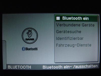 Bluetoothmenü des Infotainment. Bluetoothmenü des Infotainment.