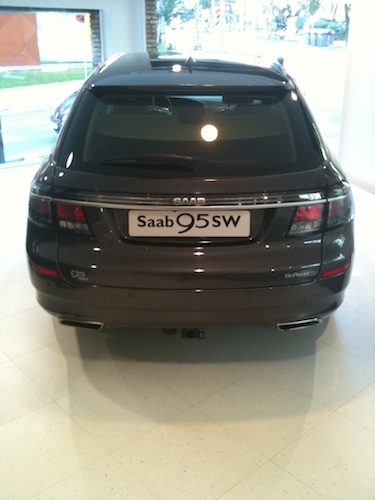 Heckansicht des Saab 9-5 SW. 