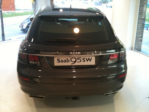 Heckklappe des Saab 9-5 SW. 