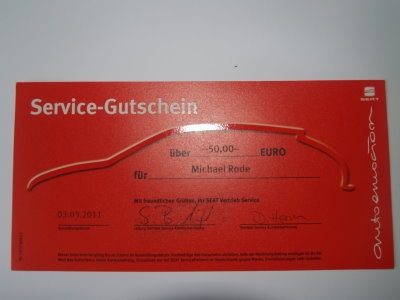 Grund zur Freude — Ein Service-Gutschein von Seat. Grund zur Freude — Ein Service-Gutschein von Seat.
