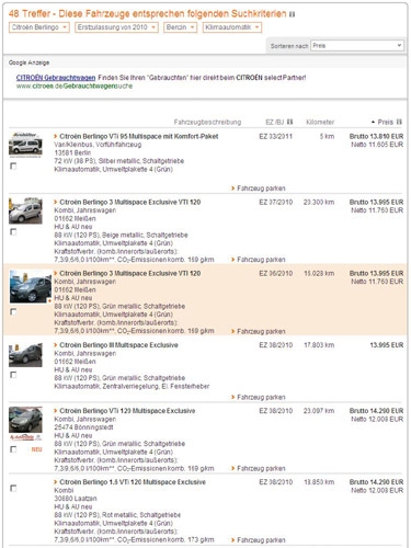 Die Auswahl der gebrauchten Citroen Berlingo mit Klimaautomatik und Baujahr ab 2010 ist auch bundesweit sehr klein. Gebrauchtwagen Börse.