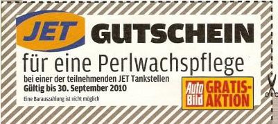 Jet Autowäsche Gutschein. 