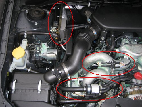 Motorraum nach der Umrüstung. Motorraum nach der Umrüstung.