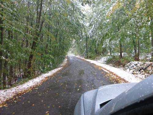 Schnee in den Beskiden. 