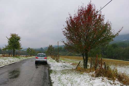 Schnee in den Beskiden. 