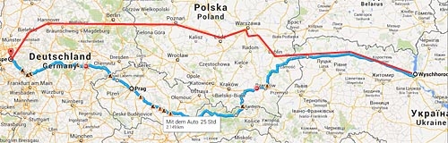 Hin- und Rückroute Kierspe-Wischgorod. Hin- und Rückroute Kierspe-Wischgorod.
