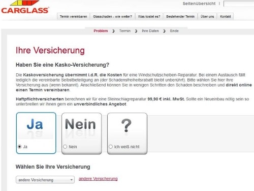 Auswahl der Kaskoversicherung. Auswahl der Versicherung.