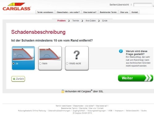 Wie weit ist der Steinschlag vom Rand entfernt? Wie weit ist der Steinschlag vom Rand entfernt?
