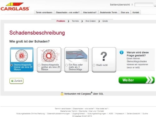 Die Beschreibung des Schadens. Die Beschreibung des Schadens.