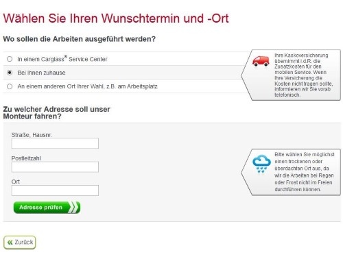 Auswahl Wunschtermin und -Ort. Auswahl Wunschtermin und -Ort.