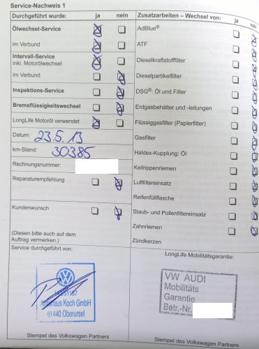 Servicearbeiten bei der 1. Inspektion. Servicearbeiten bei der 1. Inspektion.