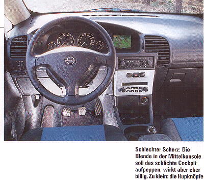 Innenansicht des Opel Zafira. 