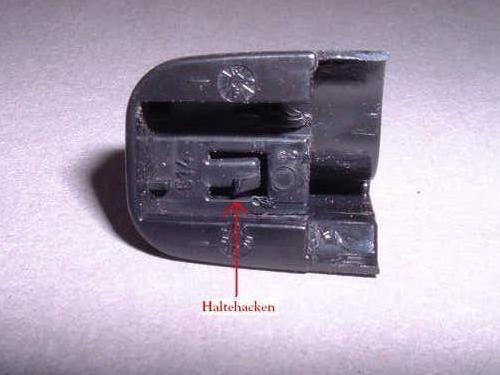 Das Endstück mit dem Haltehaken. Das Endstück mit dem Haltehaken.