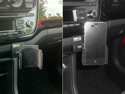 Die Brodithalterung ohne und mit Handy. Brodit Halterung.